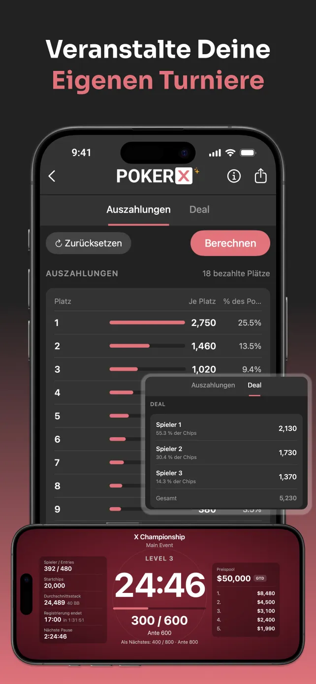 PokerX Tournament Clock and Payout Calculator