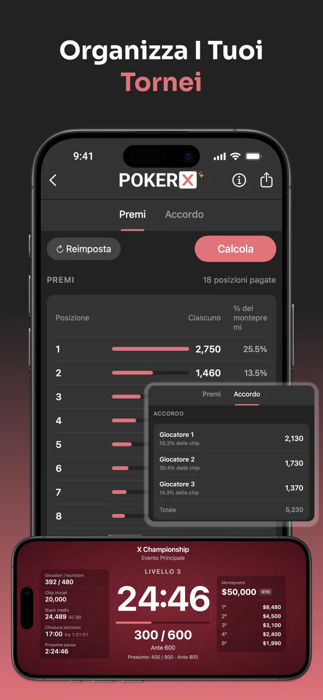 PokerX Tournament Clock and Payout Calculator