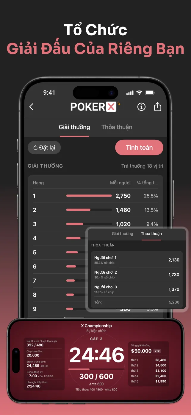 PokerX Tournament Clock and Payout Calculator